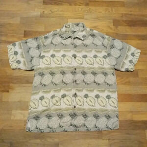 Tommy Bahama Silk Floral Pineapple Hawaiian Shirt